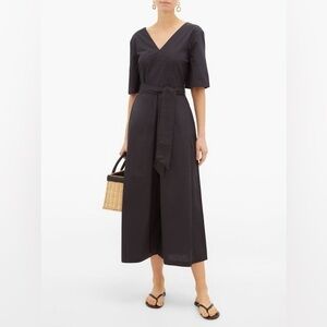Merlette Black Serra Pima Cotton Poplin Belted Jumpsuit Size XS